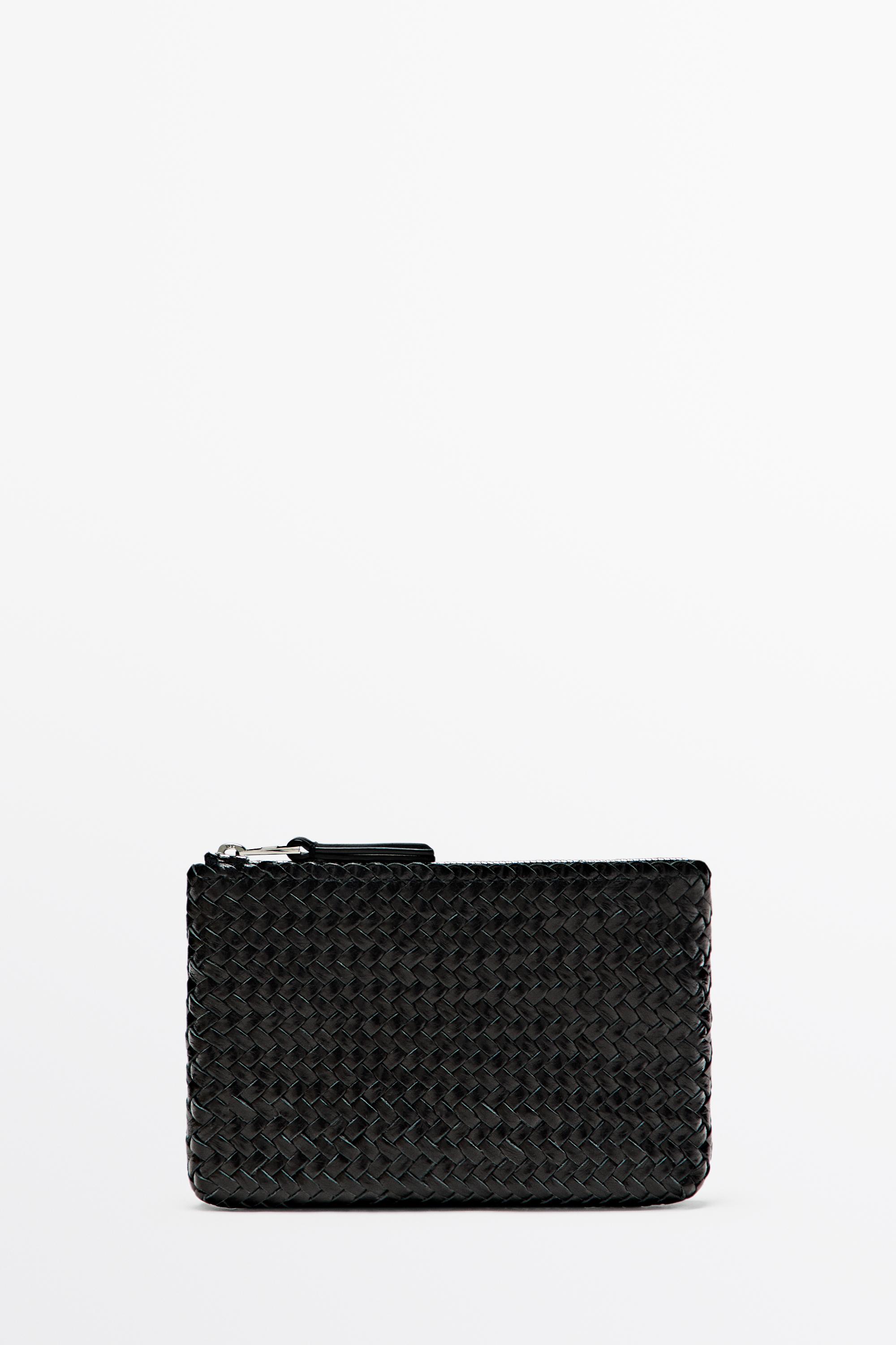 Sac pochette tressé en cuir nappa